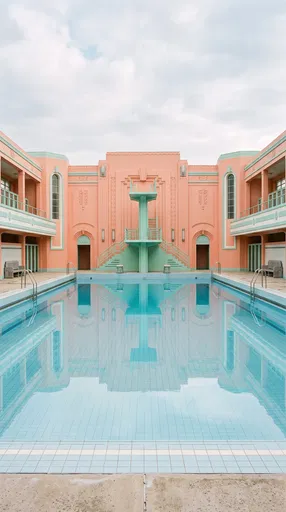 Pastel Art Deco Swimming Pool Pavilion