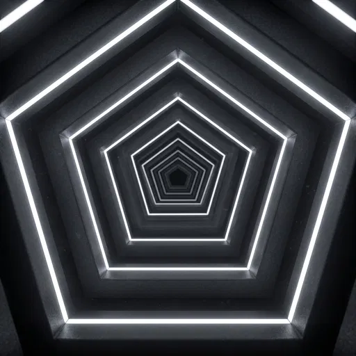 Glowing White LED Pentagon Tunnel