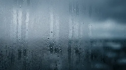Condensation Droplets on Steamy Glass Window