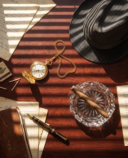 Vintage Noir Desk Flat Lay
