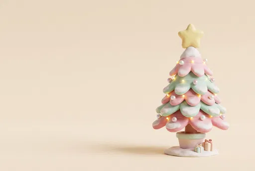 Pastel 3D Clay Christmas Tree Background