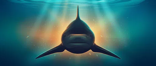 Symmetrical Bull Shark Underwater Illustration
