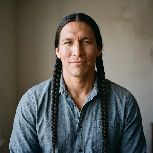Portrait of Indigenous Man with Braids