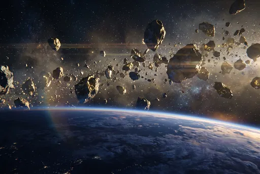 Asteroid Belt Above Planet Horizon