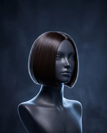 Mannequin Bust with Sleek Brown Bob Haircut