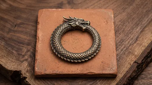 Bronze Dragon Ouroboros Talisman on Terracotta