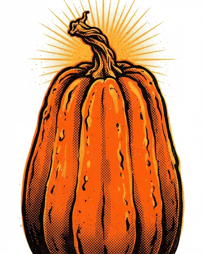 Retro Halftone Tall Pumpkin Illustration