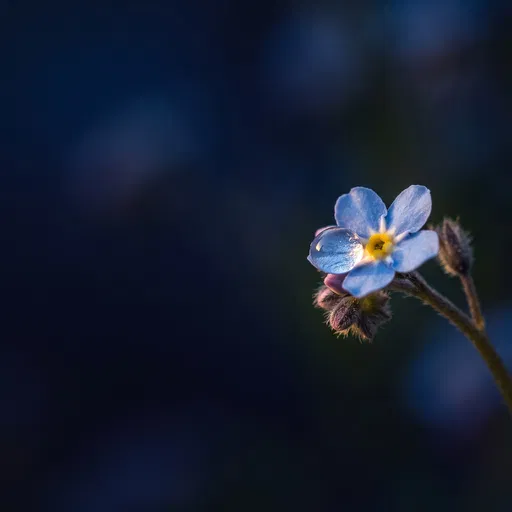 Macro Forget-Me-Not Blossom With Dewdrop