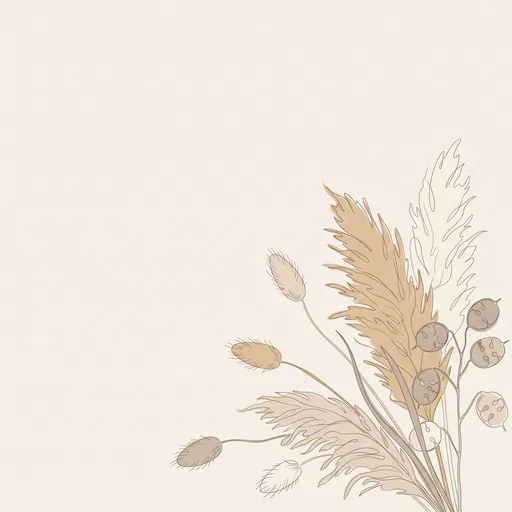 Minimalist Boho Dried Flowers Corner Illustration