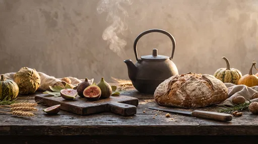 Rustic Autumn Table With Bread And Figs