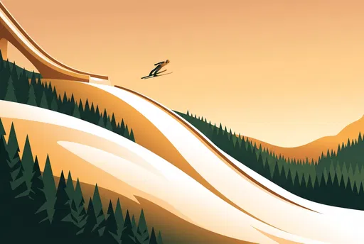 Minimalist Ski Jumper at Golden Hour