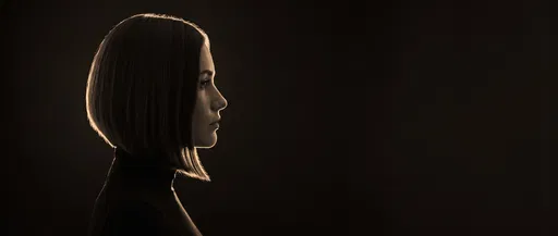 Rim Lit Profile of Woman with Bob