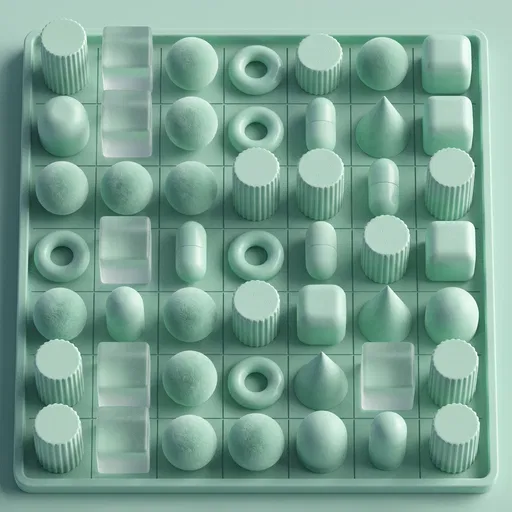 Mint Green Geometric Shapes Grid