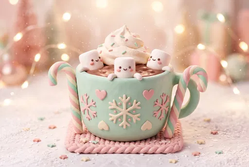Pastel Claymation Hot Cocoa With Marshmallows