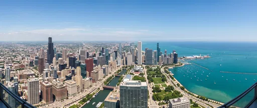 Panoramic Summer View of Chicago Skyline