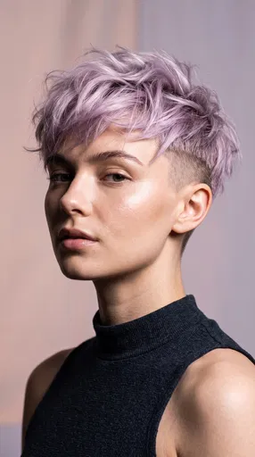 Model With Pastel Lavender Pixie Cut