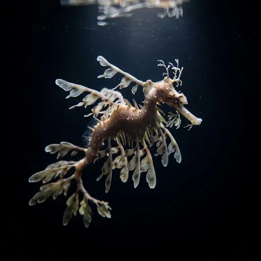 Leafy Seadragon Against Black Background