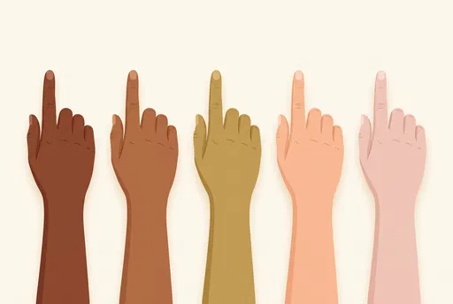 Five Diverse Hands Pointing Upward Illustration