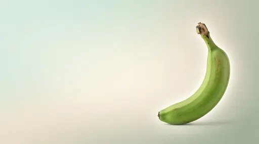 Minimalist Green Banana on Pastel Background
