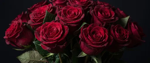 Dark Red Rose Bouquet on Black