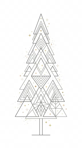 Minimalist Geometric Conifer Tree Line Art