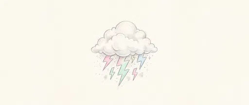 Pastel Cloud and Lightning Pencil Drawing