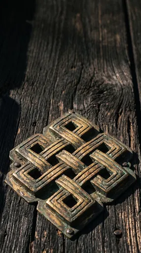 Weathered Bronze Endless Knot on Wood