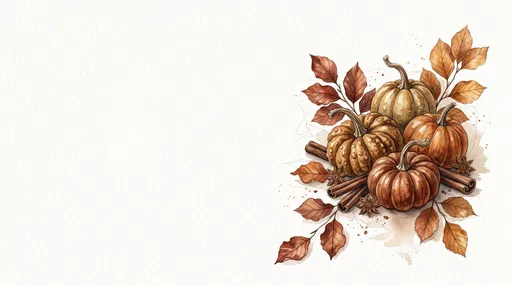 Watercolor Autumn Pumpkins and Spices