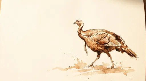 Sepia Ink and Wash Wild Turkey Sketch