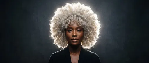Backlit Portrait of Woman With Blonde Afro