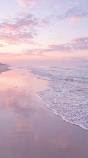 Pastel Dawn Ocean Waves on Beach