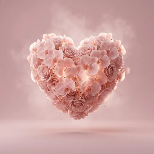 Floating Blush Pink Floral Heart Sculpture