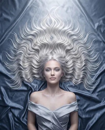 Woman With Fanned Platinum Blonde Hair