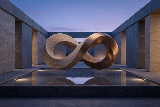 Floating Stone and Bronze Infinity Sculpture