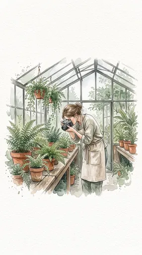 Watercolor Botanical Photographer in Greenhouse