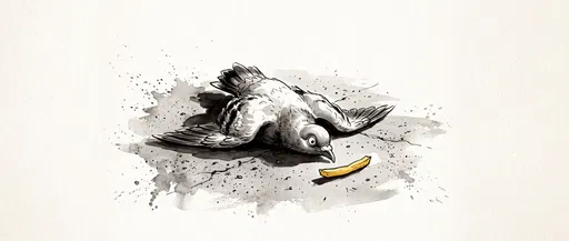 Dramatic Pigeon Staring at French Fry