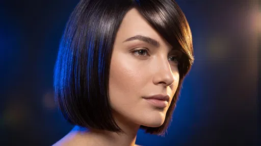 Woman With Sleek Dark Bob Haircut