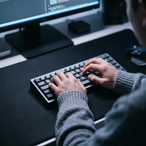 Developer Typing on Blank Mechanical Keyboard