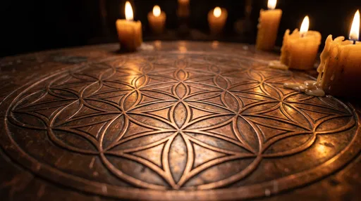 Candlelit Copper Flower of Life Altar