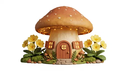 3D Clay Toadstool Cottage With Yellow Flowers