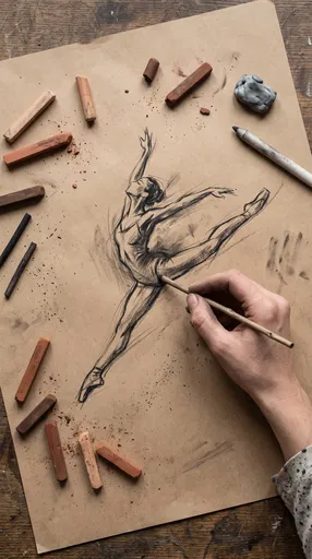 Artist Sketching Ballet Dancer With Charcoal