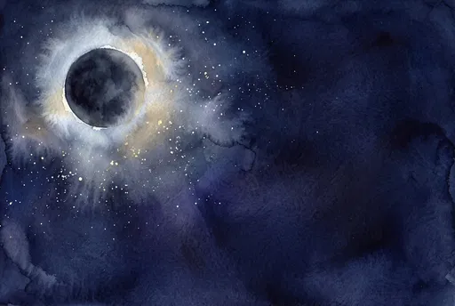 Watercolor New Moon Night Sky Background
