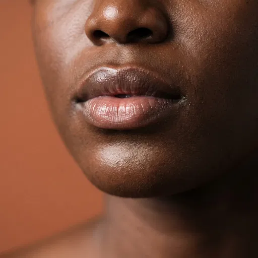 Macro Portrait of Natural Hydrated Lips