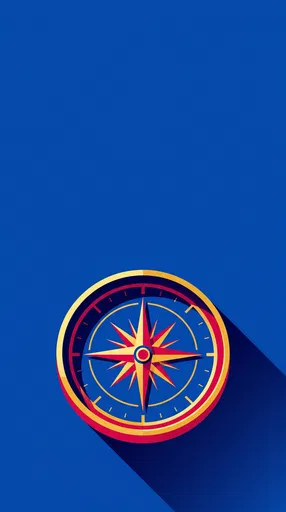 Minimalist Gold and Crimson Compass Illustration
