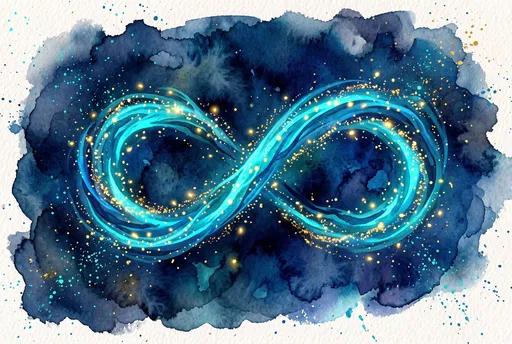 Glowing Watercolor Infinity Symbol Illustration