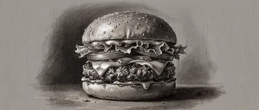 Graphite Sketch of Artisanal Cheeseburger