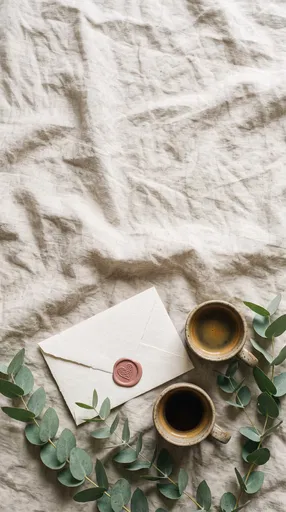Flat Lay of Envelope and Espresso Cups