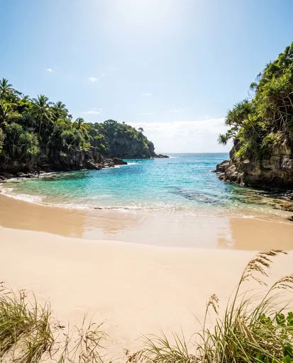 Secluded Turquoise Tropical Cove Beach