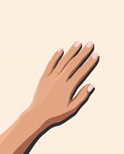 Flat Illustration of Hand with Pink Nails