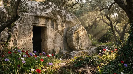 Ancient Open Stone Tomb in Morning Light
